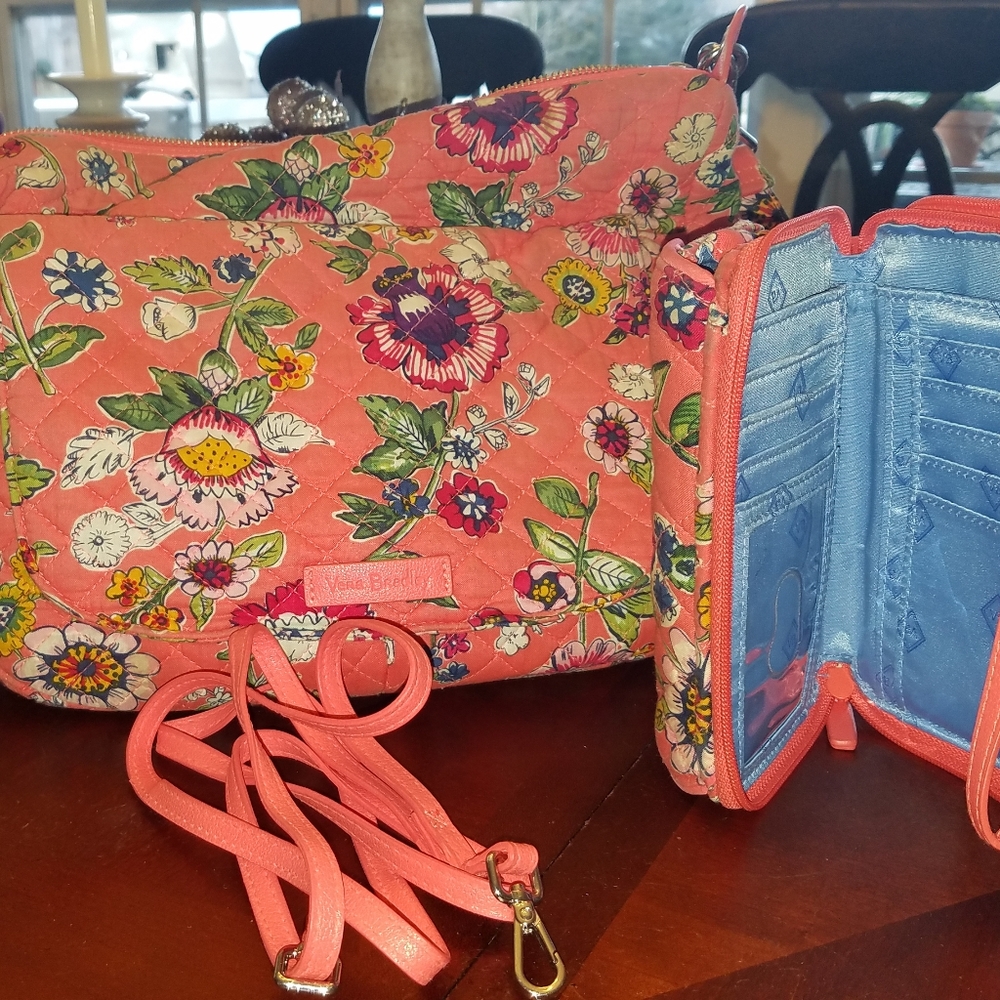 Vera Bradley Coral Floral Carson Hobo Bag